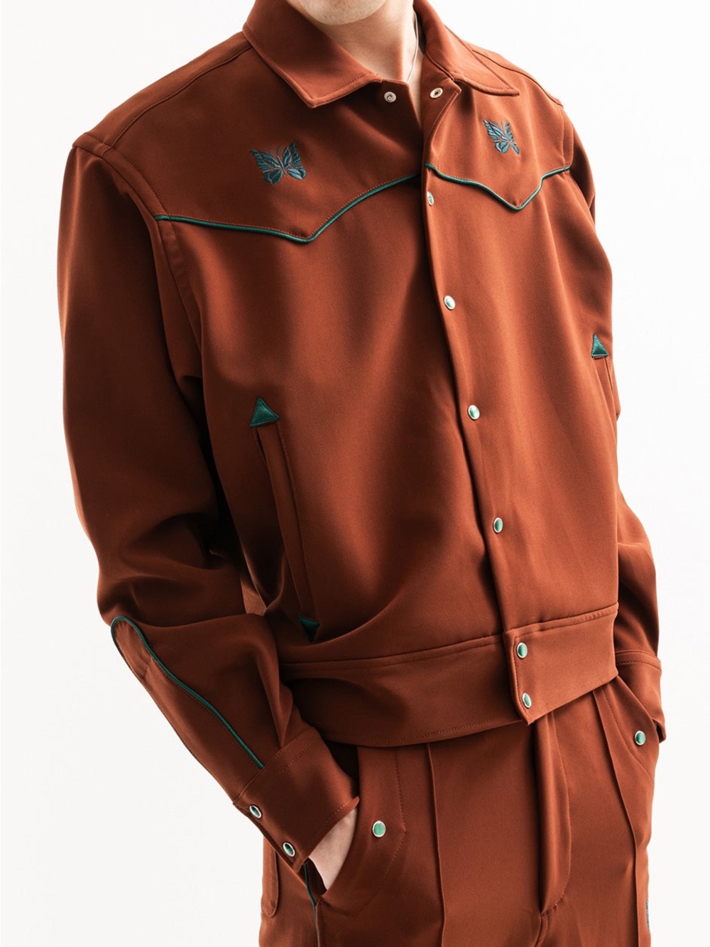 NEEDLES 2 Piece Rust Brown Western-Style Jacket with Embroidered Details